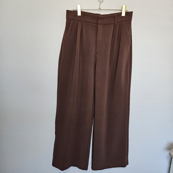 Abercrombie & Fitch | Tailored Pant Wide Leg Trouser Dark Brown, Womens Large - Picture 3 of 7